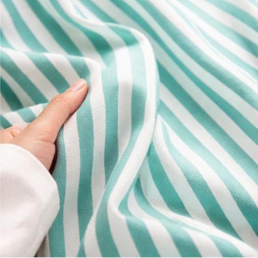 Mint Green White Striped Viscose Cotton Scarf